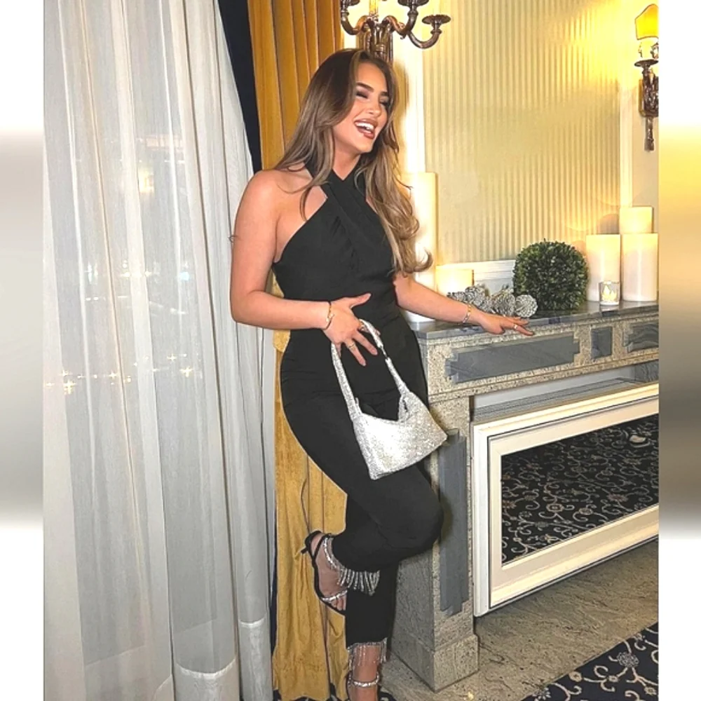 Zara fringe long jumpsuit black Size S